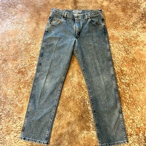 Wrangler Jeans Men 31 x 32 Blue Solid 47 MWZ Straight Leg Denim Casual